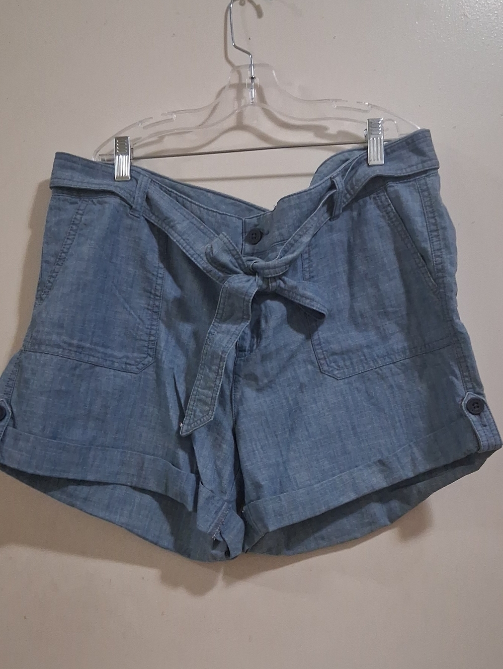 Plus Size Tommy Hilfiger Chambray Tie-Waist Shorts in Light Blue